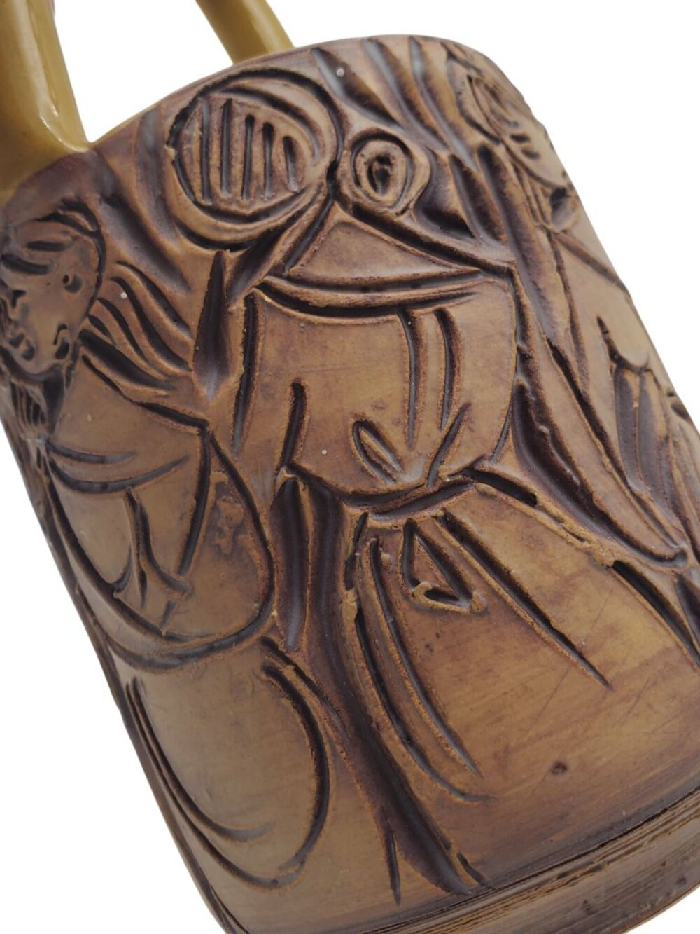 Vintage Handmade Italian Ceramic Basket Vase With Intricate Relief Design & Hand - Picture 6 of 14